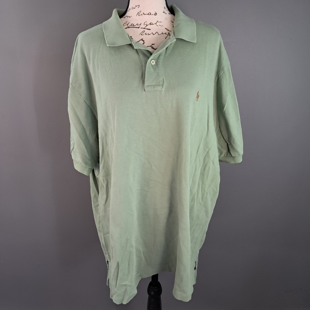 Men’s Polo By Ralph Lauren XXL Collared Shirt Green With Brown Pony